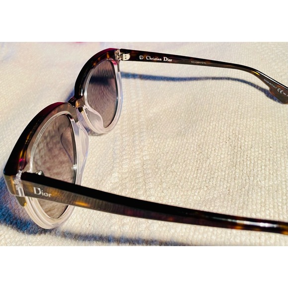 Dior Sight 1 Oversized Cat Eye Sunglasses Top Havana 54mm Clear Tortoiseshell - Picture 6 of 14